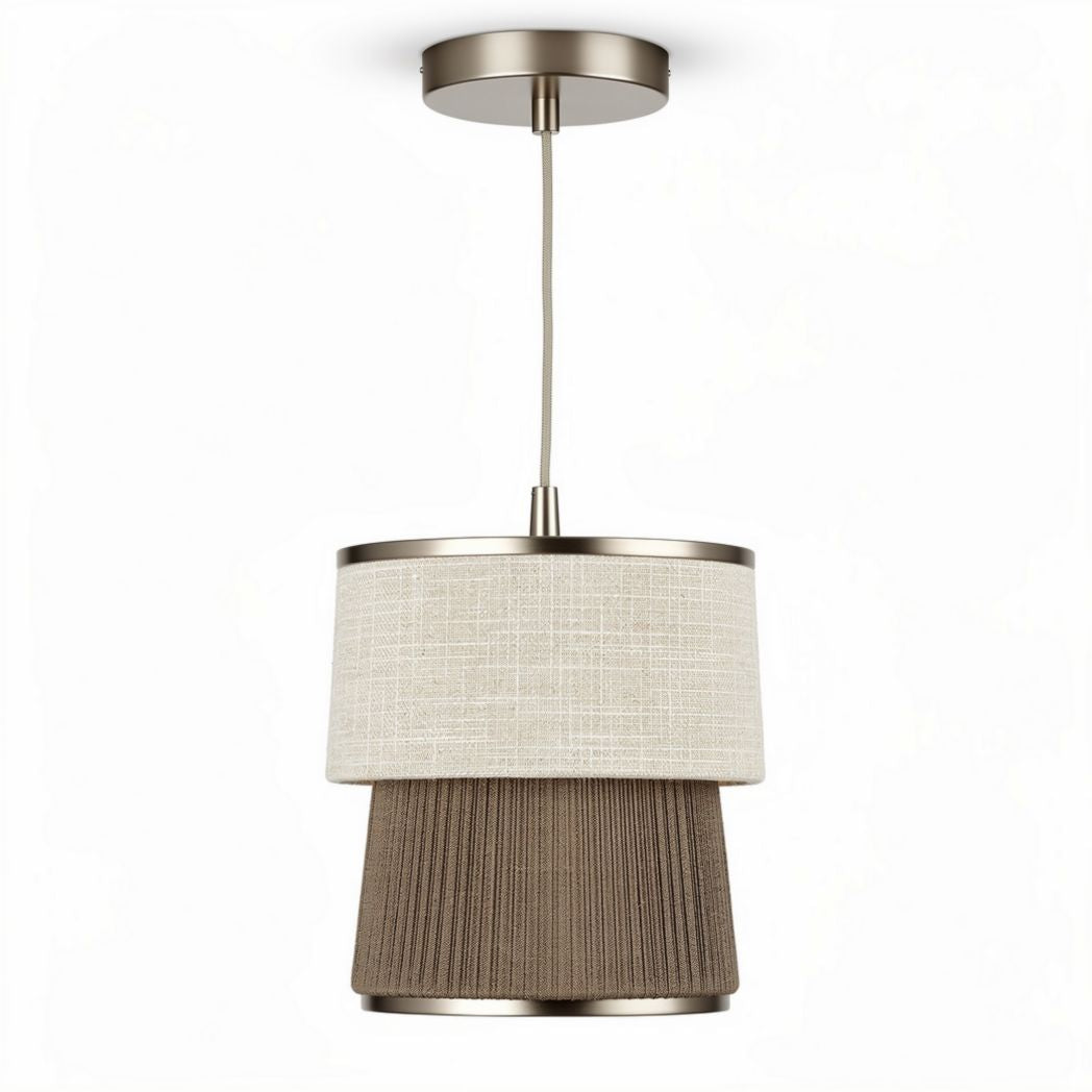 Hanglamp met stoffen schaduw in beige en bruin 30 x 30 x 50cm