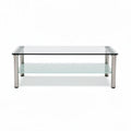 glazen salontafel met metalen poten en een onderblad van glas 120 x 60 x 40cm