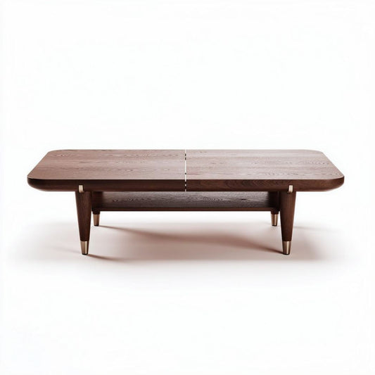 Eiken salontafel met messing poten 120 x 80 x 45cm