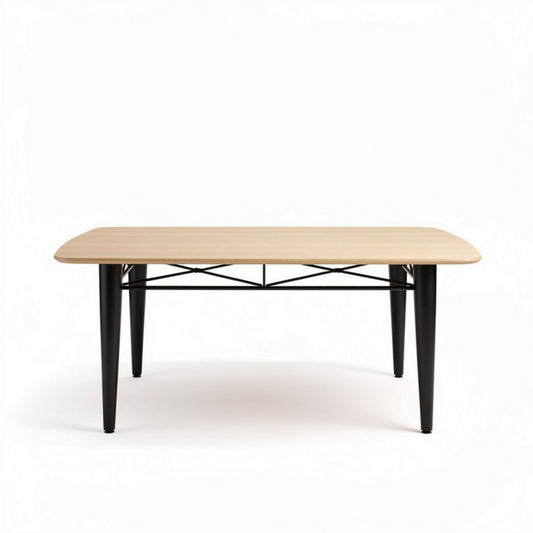 Houten eettafel met zwart metalen onderstel 120 x 80 x 75cm
