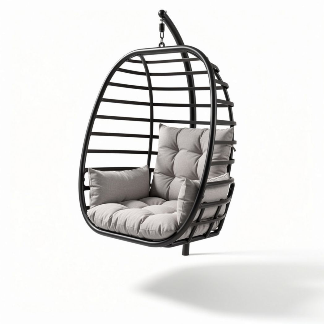 Hanging stoel met kussens van katoen en stalen frame 100 x 80 x 120cm