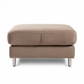 Houten footstool met stof bekleding en metaal onderstel 80 x 80 x 40cm