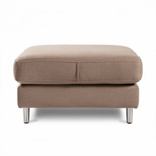 Houten footstool met stof bekleding en metaal onderstel 80 x 80 x 40cm
