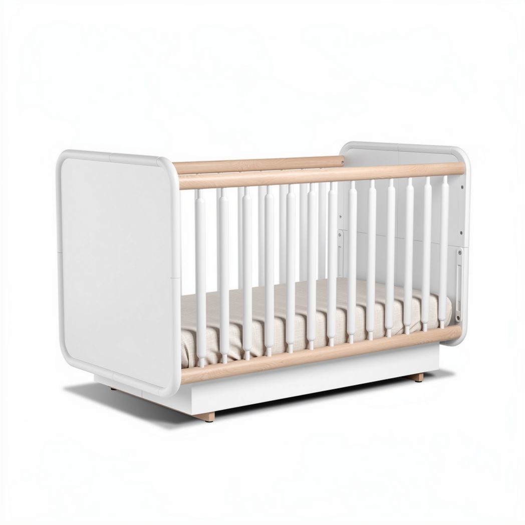 Witte kinderbed van hout met afmetingen 120 x 60 x 100 cm