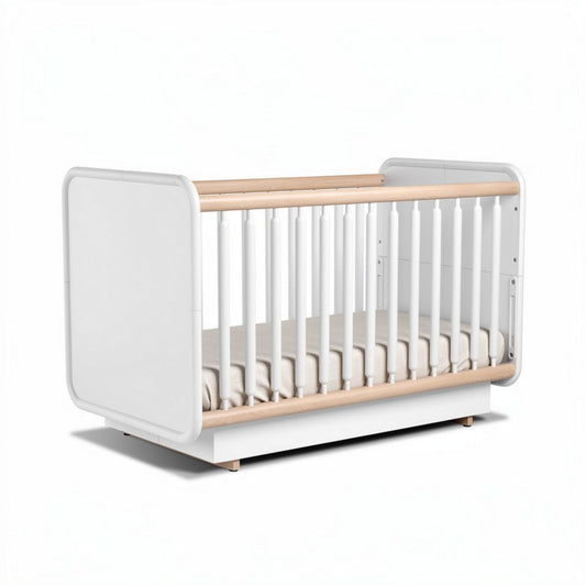 Witte kinderbed van hout met afmetingen 120 x 60 x 100 cm