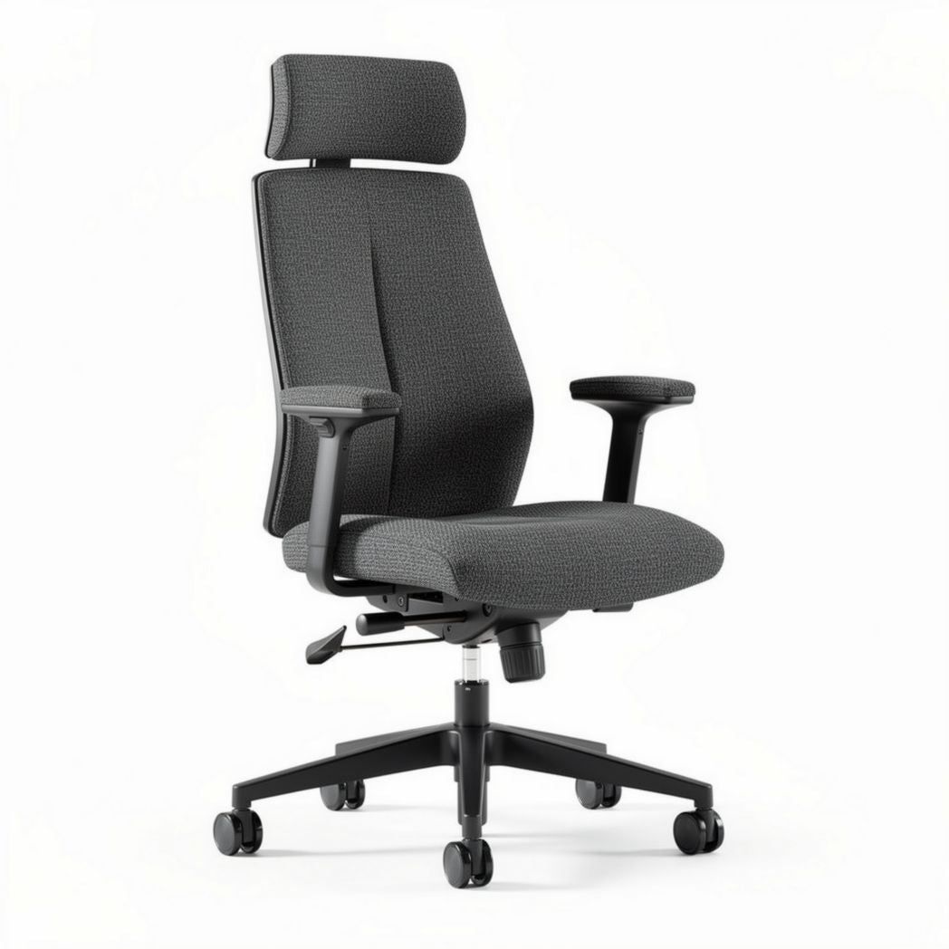 Bureau fauteuil met verstelbare rugleuning en armleuningen in grijs 60 x 60 x 120cm