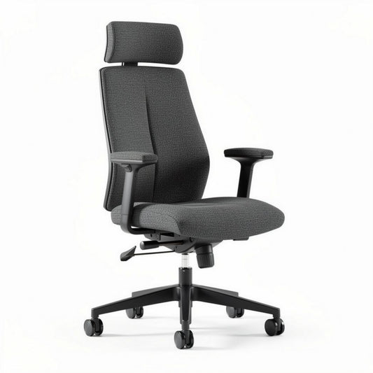 Bureau fauteuil met verstelbare rugleuning en armleuningen in grijs 60 x 60 x 120cm