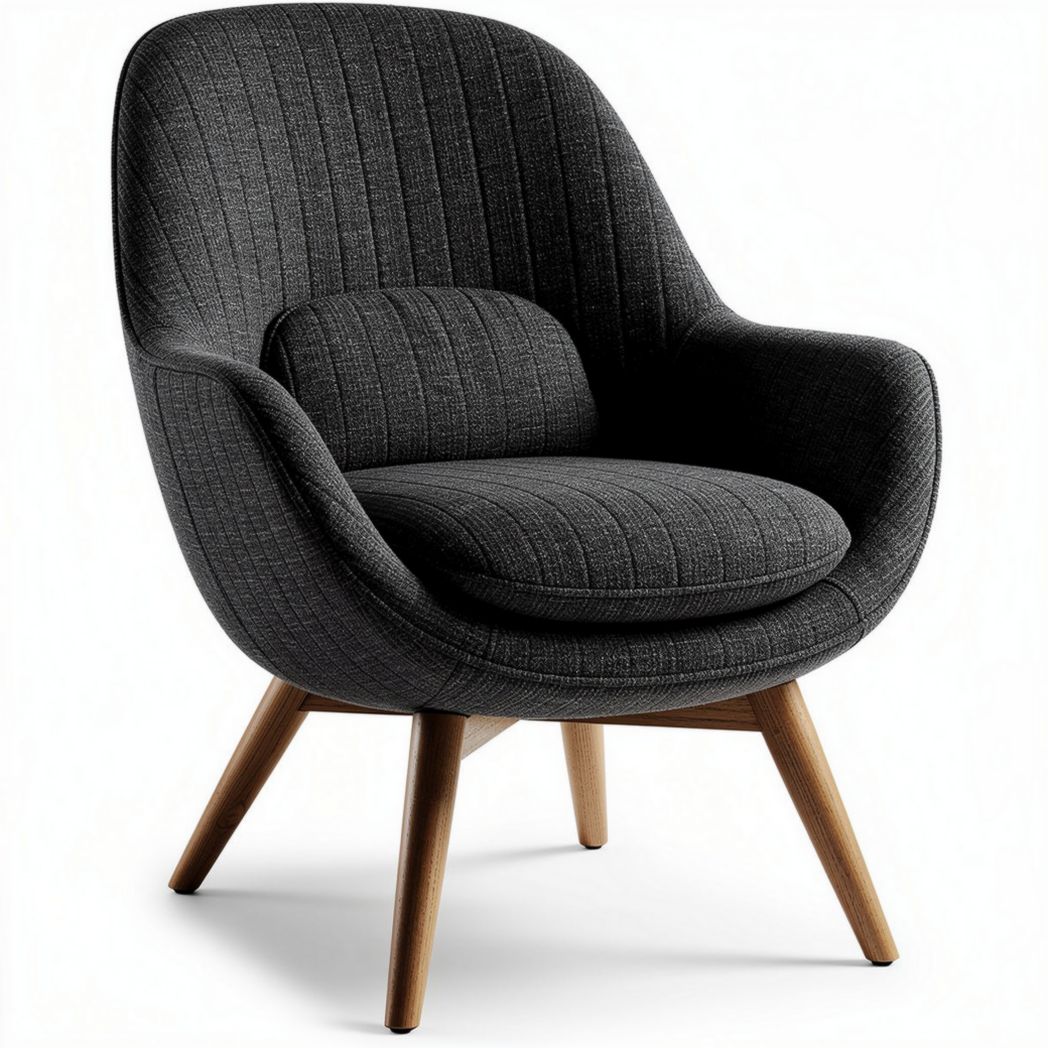 stoffen fauteuil met houten poten in grijs voor woonkamer 80 x 70 x 85cm